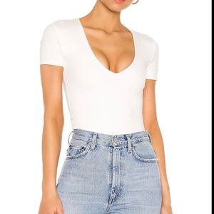 Privacy Please Revolve White Bodysuit V-Neck
